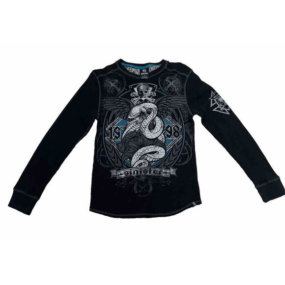Sinister Other - Sinister Long Sleeve Waffle Tshirt Mens Size Small Skull Snake MMA